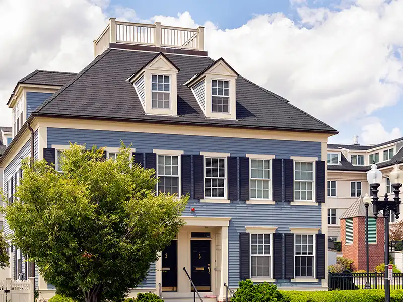 Blue multi-family home